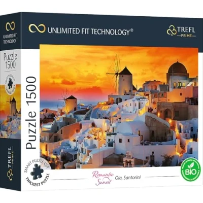 Imagen de Trefl 1500 Piezas, Cartón Más Grueso, Bio, EKO, Grecia, Atardecer, Vacaciones, Entretenimiento para Adultos Y Niños Mayores De 12 Años, Color uft Puzzle Romantic Sunset: oia, Santorini, (26195)