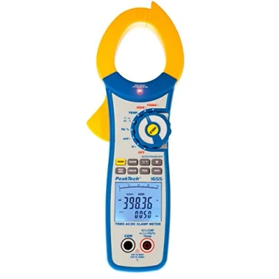 Imagen de PeakTech 1655 pinza amperimétrica RMS 1500A AC/DC, 40000 cuentas, multímetro digital, TUV/GS, de corriente, voltímetro sin contacto, amperímetro, probador continuidad Max 600V