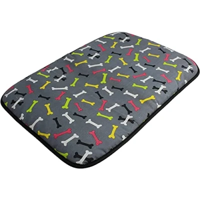 Imagen de Acomoda Textil Cama para Perros de Tela, Antideslizante y Lavable. Colchoneta Mascotas Hogar Transportin. (80x60 cm, Huesos)