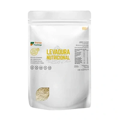 Imagen de Energy Feelings Levadura Nutricional 1kg, Nutritiva en Copos Rica Vitamina B y Proteínas 46%, Nutritional Yeast Sin Gluten, Azucar, Ideal para Queso Vegano