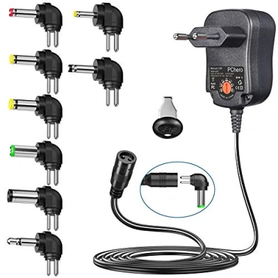 Imagen de PChero 12W Fuente de Alimentación CA DC Adaptador 3V a 12V con 8pcs Conectores Intercambiables para Electrónica Doméstica 1200mAh