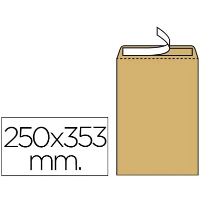 Imagen de Sobre bolsa kraft folio prolongado 250x353mm tira de silicona caja 250 unidades.