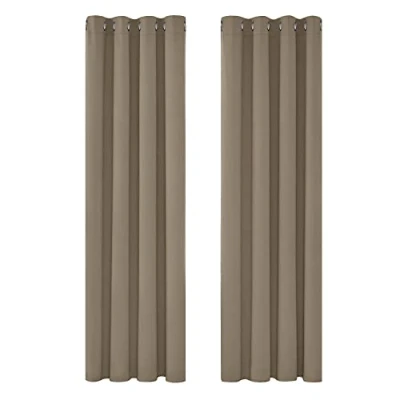 Imagen de Deconovo Cortinas Opacas 2 Piezas para Dormitorio Salón Modernas, Aislantes Térmicas y Reducción de Ruido, EcolóGicas Certificadas,140 x 280 cm Caqui