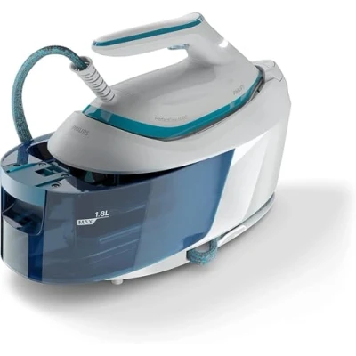 Imagen de Centro de planchado Philips PSG6022/20, 2400 W, Depósito 1,8 L, 6.5 bares, SteamGlide Plus, Blanco/Azul