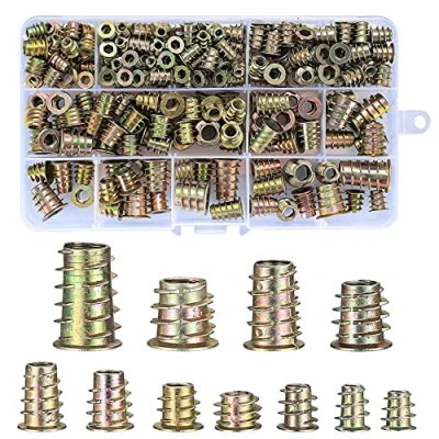 Imagen de 230 Piezas Tuercas de Rosca, para Madera, M4/M5/M6/M8/M10 Inserto Roscado Hexagonal Aleación Zinc Tuerca, Inserción Muebles Madera (230pcs)