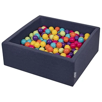 Imagen de KiddyMoon 90X30cm/200 Bolas ∅ 7Cm El Cuadrado Piscina De para Ninos Hecha En La UE, Azulmar:Verdeclr/Amaril/Turqu/Naran/Rosasc/Violet