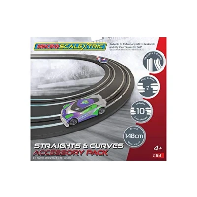 Imagen de Scalextric Track Pack Straights and Paquete de extensión Pista Micro Rectas y Curvas, 1.48 Meter (Hornby Hobbies G8045)