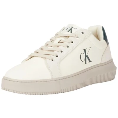 Imagen de Calvin Klein Jeans Chunky Cupsole Authentic YM0YM01123, Zapatillas Deportivas Hombre, Beige (Creamy White/Eggshell/Green), 45.5 EU
