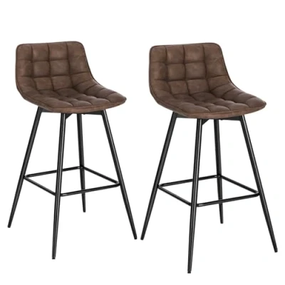 Imagen de WOLTU 2X Taburete de Bar con Respaldo Paquete 2 Marco Metal Muebles Cocina Asiento Cuero Sintético Alto Sillas Altas Gris Oscuro BH249dgr