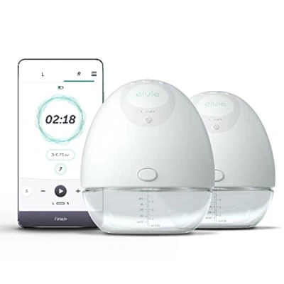 Imagen de Elvie Sacaleches Eléctrico Portátil Doble 24mm/28mm Silencioso, Manos Libres Cabe en tu Sujetador Fácil de Limpiar y Transportar Tecnología Innovadora, e Inteligente, Control via App…