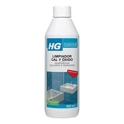 Imagen de HG Limpiador Cal y óxido, Elimina las Manchas de Grifos, Lavabos e Inodoros, Descalcificador para Cabezales Ducha, Bañeras Mamparas 500 ml