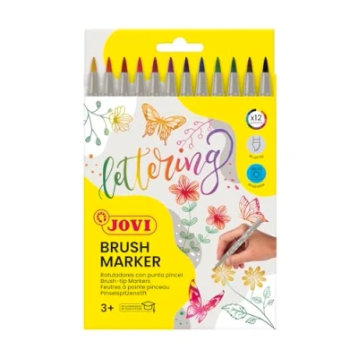 Imagen de Jovi BRUSH MARKER Rotuladores Lettering con punta pincel, estuche 12 colores (1312)