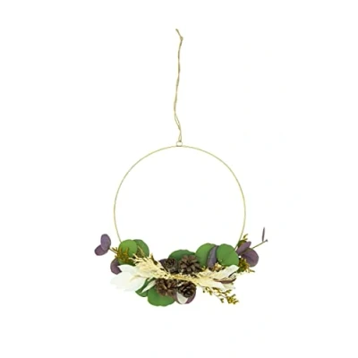 Imagen de HEITMANN DECO Corona con Hojas Artificiales y Conos Verde/marrón/Beige Aprox. 28 x cm