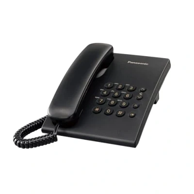 Imagen de Panasonic KX TS500EXB Teléfono fijo con cable (Tono configurable, Montable en pared, Compatible audífonos), Color negro