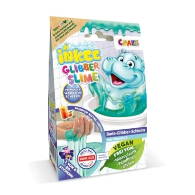 Imagen de INKEE Slime para la bañera de Color Verde con Aroma a melocotón, Convierte el Agua en Slime, Incluye una Pegatina colección Hippo (Hay 4 coleccionar), 25 litros
