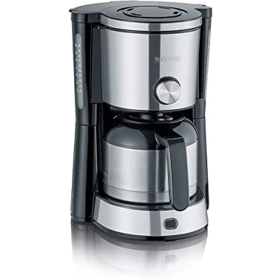 Imagen de SEVERIN Cafetera de goteo para 8 tazas, filtro / americana Con jarra cristal 1l, Desconexión Automática, Acero inoxidable cepillado Negro, KA 4845