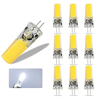 Imagen de G4 LED Bombilla, 5W Lámparas 450LM Blanco frío 6000K, Equivalente a lámpara halógena de 40W, AC/DC 12 24V, Regulable, Sin parpadeo, Paquete 10