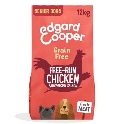 Imagen de Edgard Cooper Pienso para Senior Perros, (Salmón &amp; Pollo, 12kg), Alimento seco Natural sin Cereales, Carne y Pescado Fresco,sin azúcares añadidos, proteína de Calidad