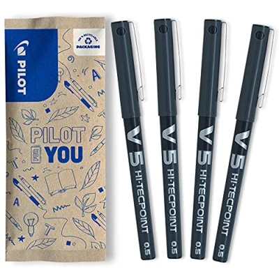 Imagen de PILOT 4 unidades V5 Tinta Liquida Negro Punta Fina