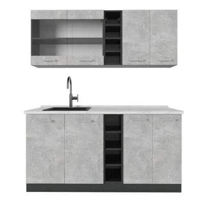 Imagen de Vicco Cocina versátil &quot;R Line&quot;, Hormigón/antracita, 160 cm , ET Mármol