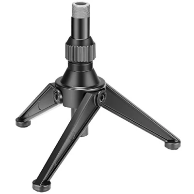 Imagen de Neewer Mini trípode plegable de hierro para micrófono escritorio, altura ajustable 12,5 a 19 cm conferencias, podcasts, chat en línea, reuniones, screencasts y más (NW 050)