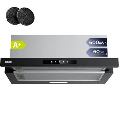 Imagen de CIARRA CBCB6909A Campana Extractora Telescópica Cocina 60 cm 600 m3 / h Clase A+ 3 Niveles Control por Gestos Iluminación LED Filtro de Carbón Negro