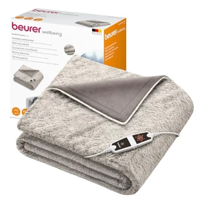 Imagen de Beurer Manta térmica nórdica HD 150 XXL con apagado automático, 200 x cm, 6 ajustes de temperatura, lavable a máquina, cómoda funda peluda