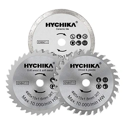 Imagen de HYCHIKA Mini Hojas de Sierra Circular 3 PCS Diámetro: 85 mm, Eje: 10 HC/HS/Diamante 4500 RPM
