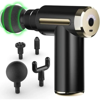 Imagen de Cotsoco Pistola de masaje, masaje muscular, Masajeador percusión muscular con 4 cabezales masajeadora para piernas, espalda, hombros y cuello, gran regalo.