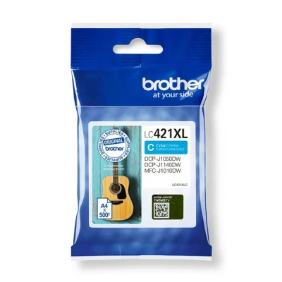 Imagen de Cartucho de Tinta Brother LC421XLC, Cian, Rendimiento hasta 500 páginas, Cian