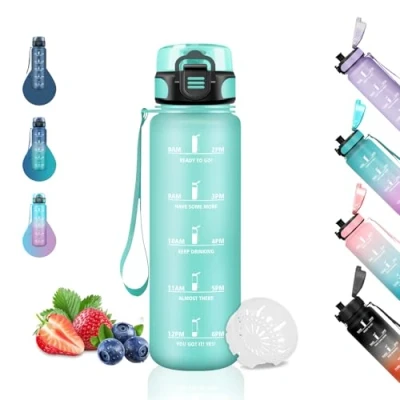 Imagen de Botella Agua 500ml Niños, Reutilizable, A Prueba de Fugas, Botellas Niños Colegio, con Filtro, Cantimplora Infantil para la Escuela, Viajar, Oficina, Deportes, Correr