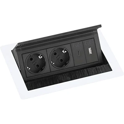 Imagen de EVOline Flip Top Push S 2 x Schuko + cargador USB A C, color blanco