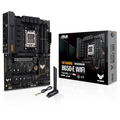 Imagen de ASUS TUF GAMING B650 E WIFI Placa base ATX AMD Ryzen AM5 (VRM de 8+2 fases, PCIe 5.0, M.2, Ethernet 2,5 Gb, Wi Fi 6E, HDMI, DP, USB Tipo C, cancelación ruido AI, Aura Sync RGB)