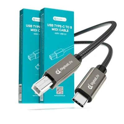 Imagen de DigitalLife 2,0m Cable MIDI USB C a B, C200 II, Braided Convertidor de Interfaz Adaptador para Teclados y Controladores