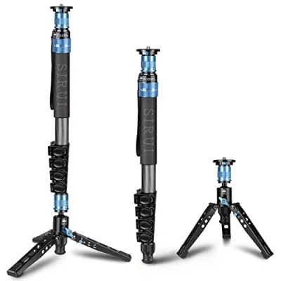 Imagen de SIRUI P 325FL Monopie de Fibra Carbono con Pies, 67&quot; Profesional para Camara, Viaje Portátil y Ligero Camara DSLR, Carga Maxima 22lbs, Compatible Sony Canon Nikon