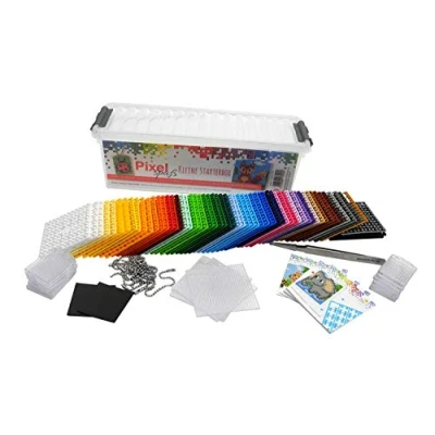 Imagen de Pracht Creatives Hobby fantasía Caja de iniciación pequeña con 60 píxeles, 4 Placas Base, 12 medallones Cadena y minicuadernos niñas, Single, Multicolor (P60001 27501)
