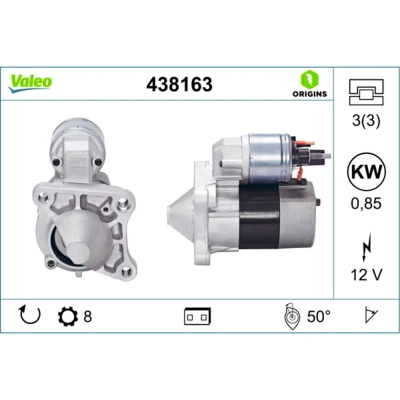 Imagen de VALEO NEW ORIGINAL PART 438163 Motor de arranque 12 0,85 8 RENAULT: CLIO 2, MEGANE LAGUNA DACIA: Sandero I, Duster SUV