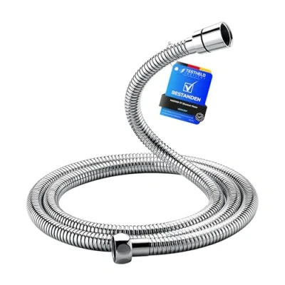 Imagen de Ibergrif M20109 17 Manguera de Ducha Universal, Flexo 1,7M, Acero Inoxidable, Plata