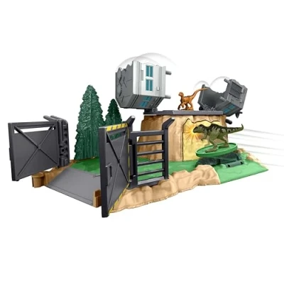 Imagen de Jurassic World Minis Set de juego Ataque del Dinosaurio gigante con accesorios juguete, regalo para niños +4 años (Mattel HFF12)