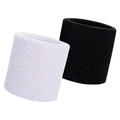 Imagen de HANERDUN 2 Pzs Muñequera Deportiva Deportes Sweatband Suave Espesar Algodón Tenis Gimnasia Fútbol Baloncesto Correr Atléticos