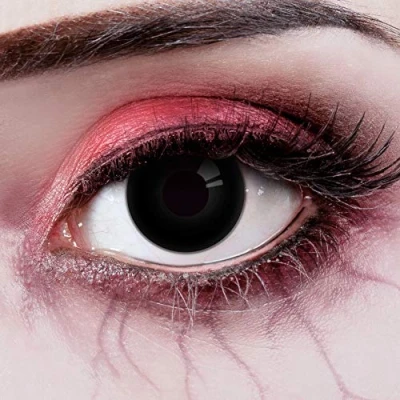 Imagen de lentes de contacto coloreadas The Dark Eye in schwarz Aricona que cubren las años para los ojos oscuros y claros, sin receta, la color el carnaval, temático noche disfraces Halloween