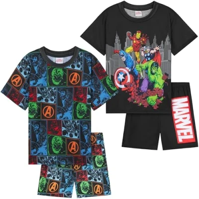Imagen de Get Trend Marvel Avengers Pijama Niño Pijamas Adolescentes Manga Corta Divertidos Pack de 2 Conjunto Corto Regalos Niños (5 6 Años, Multi Avengers)