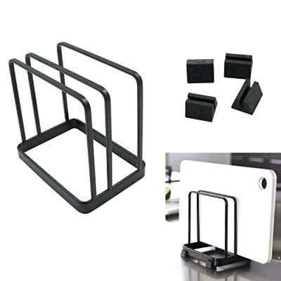 Imagen de Soporte Para Tapa de Olla Estante Organizador—Tabla Cortar Almacenamiento, Guardar Diversos Utensilios Cocina, como Tablas Cortar, Ahorra Espacio en la Negro,1 Pieza.