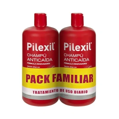 Imagen de PILEXIL Champú Anticaída Pack de 2 x 900 ml, Tratamiento Uso Frecuente, Frena la Pérdida del Cabello, Normaliza su Ciclo, Gran Eficacia, para Hombres y Mujeres