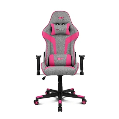 Imagen de DRIFT GAMING, DR90, DR90GP, Silla Profesional, Tejido, reposabrazos 2D, Base Nylon Reforzada, pistón Clase 4,inclinación, cojin Lumbar/Cervical, Gris/Rosa 63 x 67 (124,5 132)cm (Pr xAn Al)