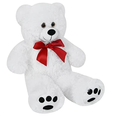 Imagen de monzana® Oso de Peluche Grande con Lazo 50cm Osito Teddy Bear Blanco Juguete Niños Regalo Enamorados