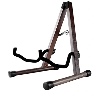 Imagen de HilerPunk soporte de guitarra nogal negro, acústico, para eléctrica, marco en A, plegable, bajo guitarra, compatible con violonchelo, mandolina, bajo, banjo,