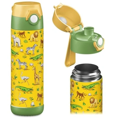 Imagen de Jarlson® botella de agua para niños MALI térmica acero inoxidable, sin BPA, a prueba fugas, infantil, 350 ml