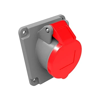 Imagen de base cetac de empotrar, retractilada para conexiones 3p+T 16A, ip44, roja y gris, 250V