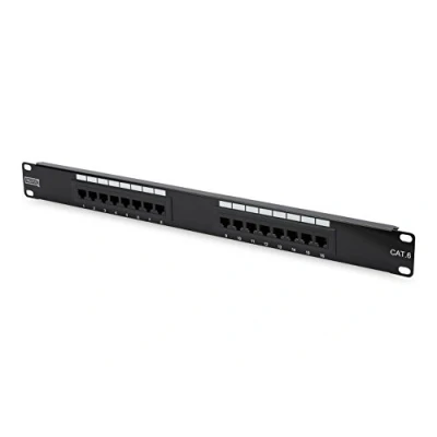 Imagen de DIGITUS Patchpanel Cat 6, 16 puerto, 19&quot;, 1U, sin blindado, Negro
